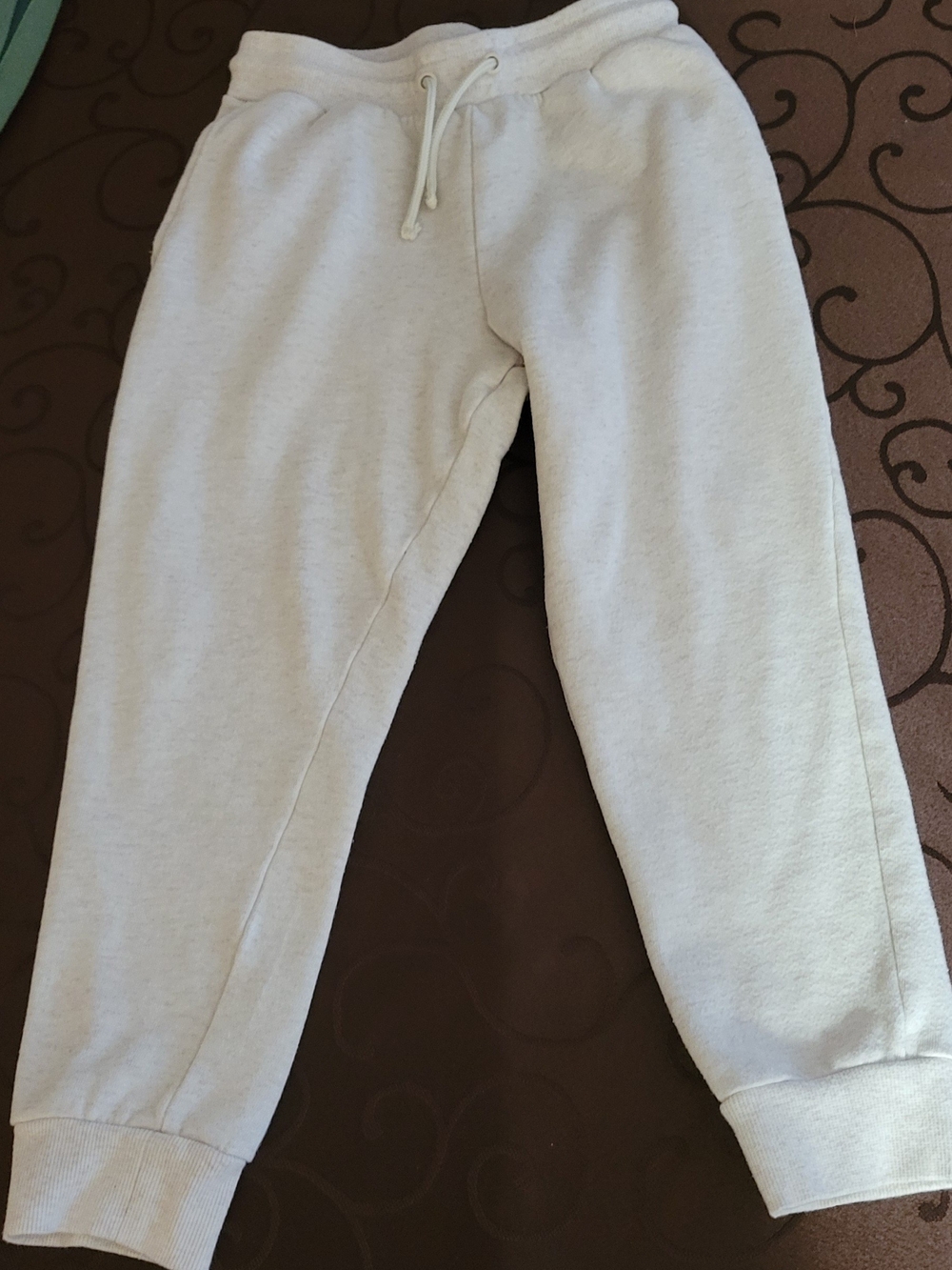 Kids Cream Drawstring Jogger Sweatpants